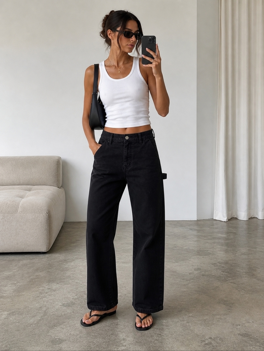 ARITZIA Wilfred Free Ashika Carpenter Pants Womens 2 Black Wide Leg High Rise